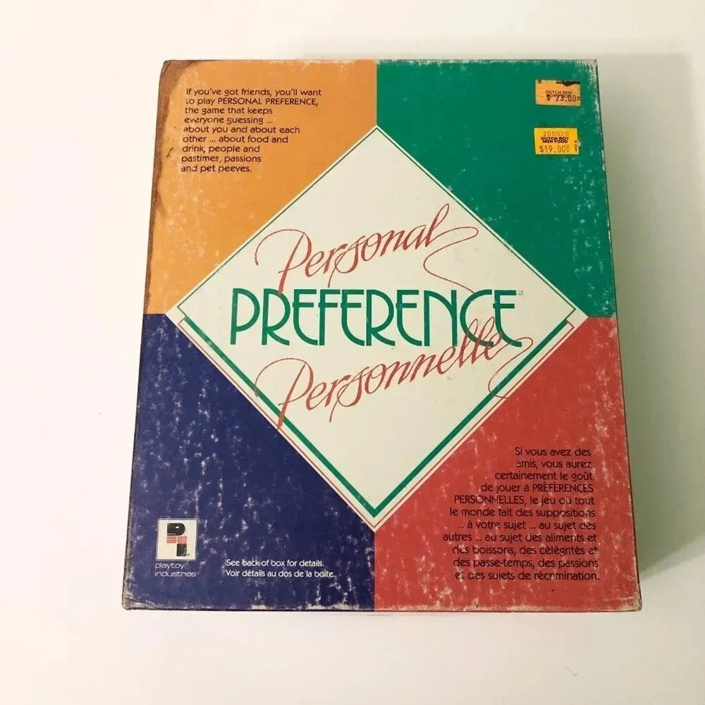 1987 Personal Preference Board Game Playtoy Industries